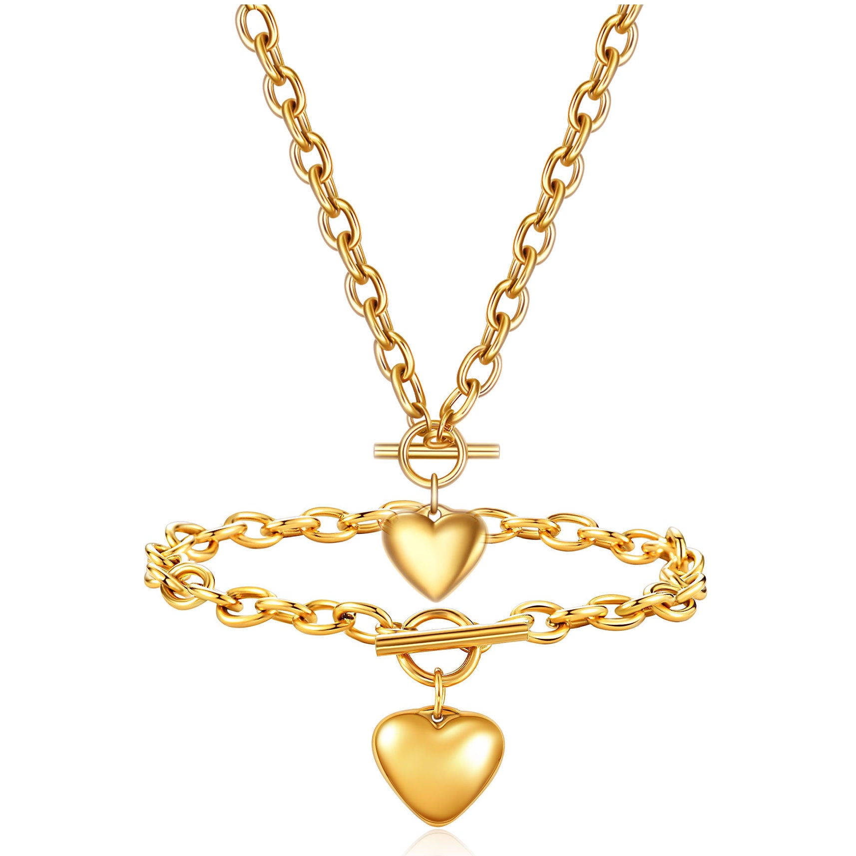 Stainless Steel OT Buckle Heart-shaped Suit Bracelet