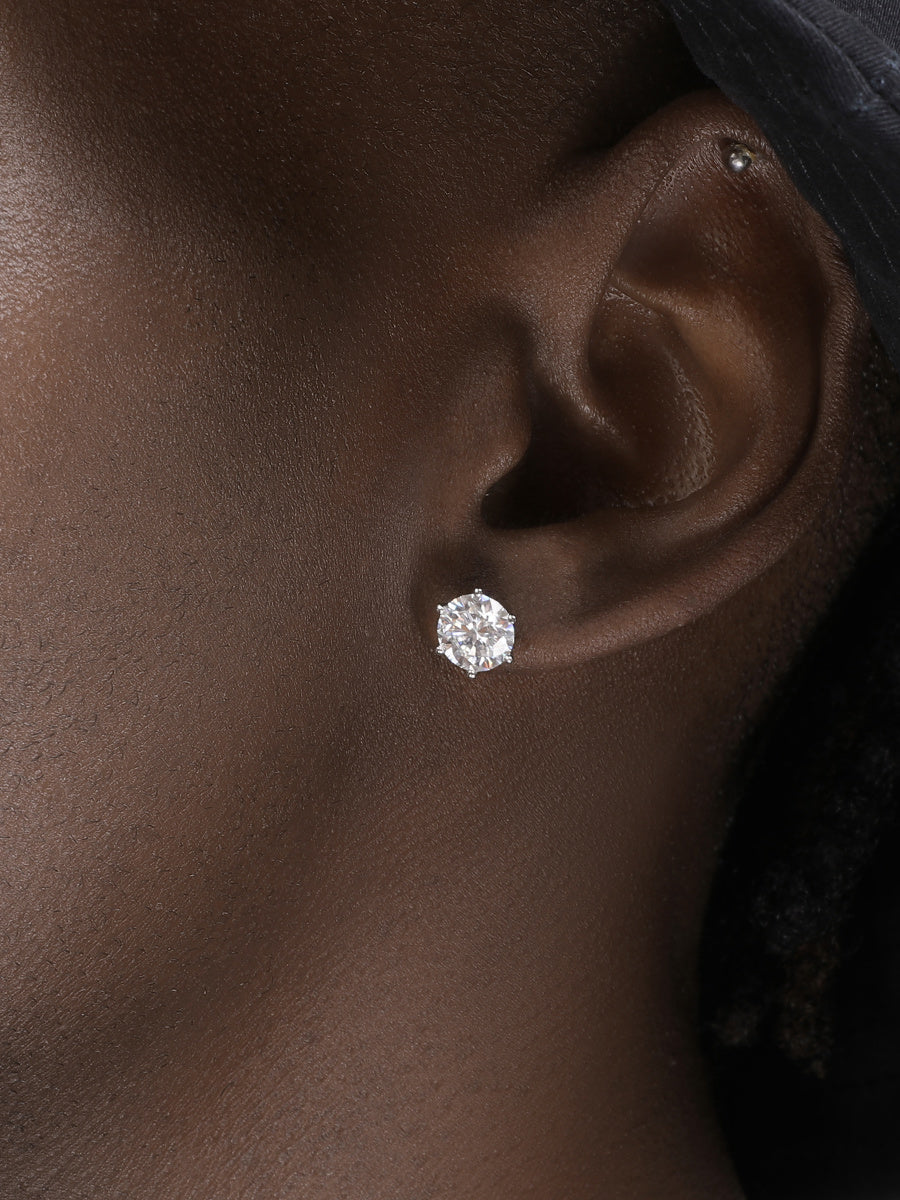 Sterling Silver Zircon Stud Earrings Men And Women Hip Hop Trend