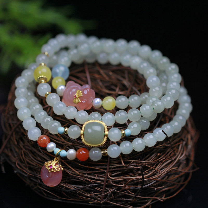 Hetian Jade With Peace Buckle Women's Bracelet