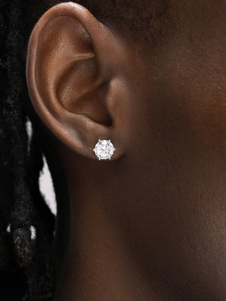 Sterling Silver Zircon Stud Earrings Men And Women Hip Hop Trend
