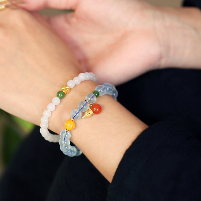 Iced Aquamarine Crystal Bracelet