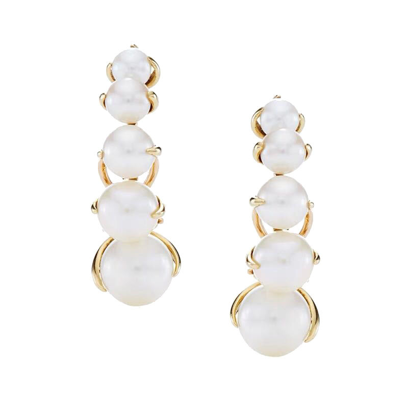 Brass Vacuum Plating 18K Gold Gradient Pearl Ear Clip Earrings Women