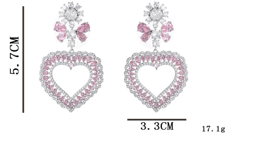 Heart-shaped Women's Flower Elegant High-end Earrings