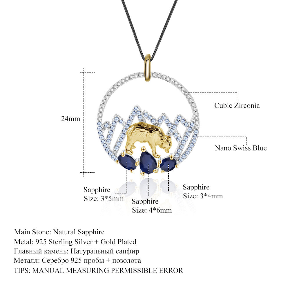 Fashion 925 Silver Inlaid Blue Necklace