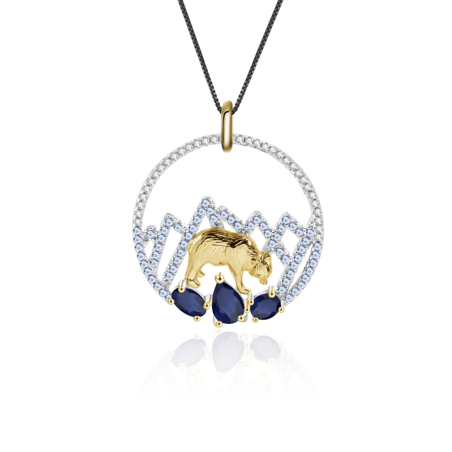 Fashion 925 Silver Inlaid Blue Necklace