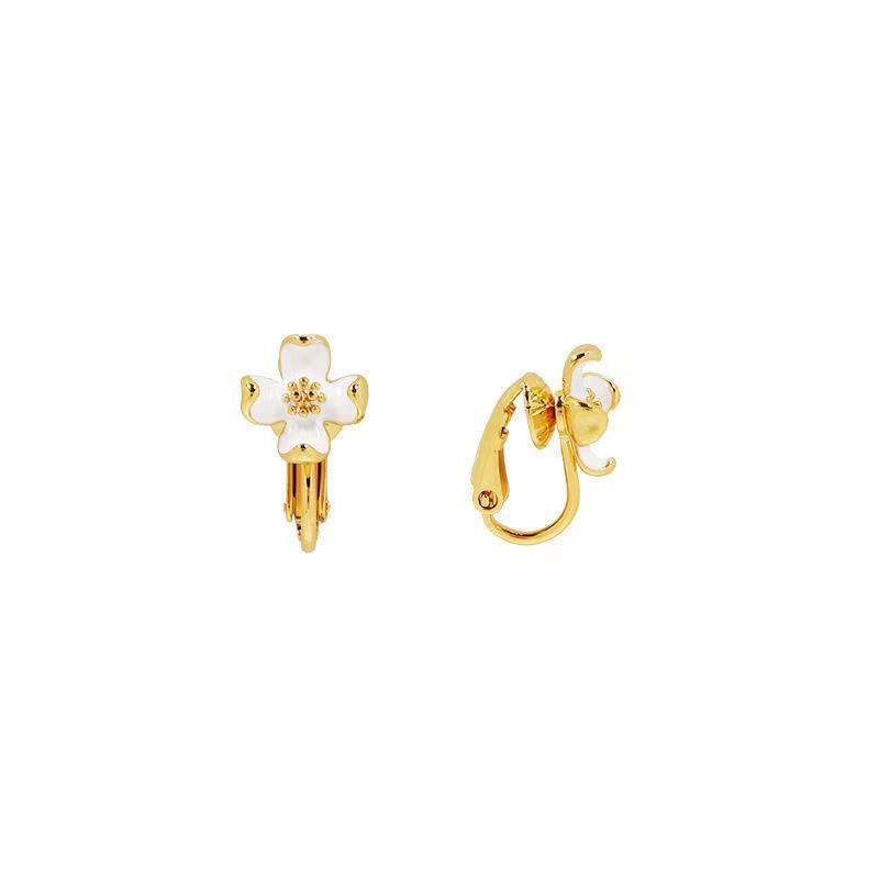 Vintage Flower Earrings Hong Kong Style French Style Temperament