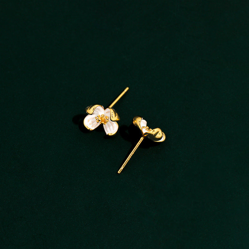 Vintage Flower Earrings Hong Kong Style French Style Temperament