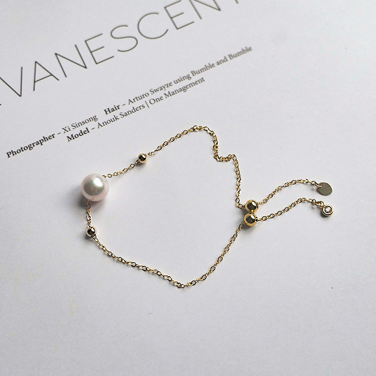 Seawater Pearl Really Hemp Single 14K Gold Bracelet White Akoya