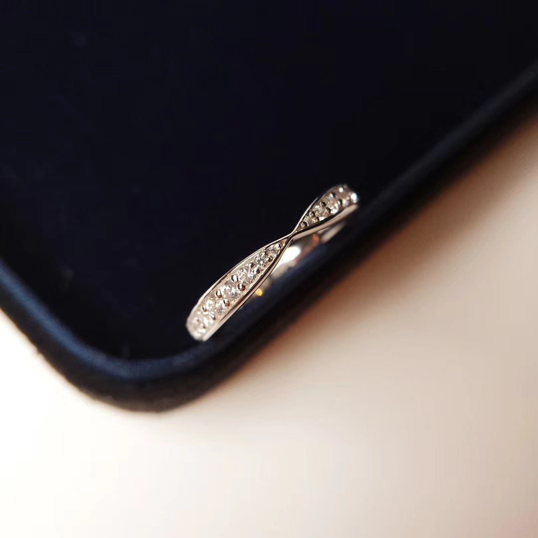Women's Half Circle Diamond In The Debris Fashion S925 Sterling Silver Ring