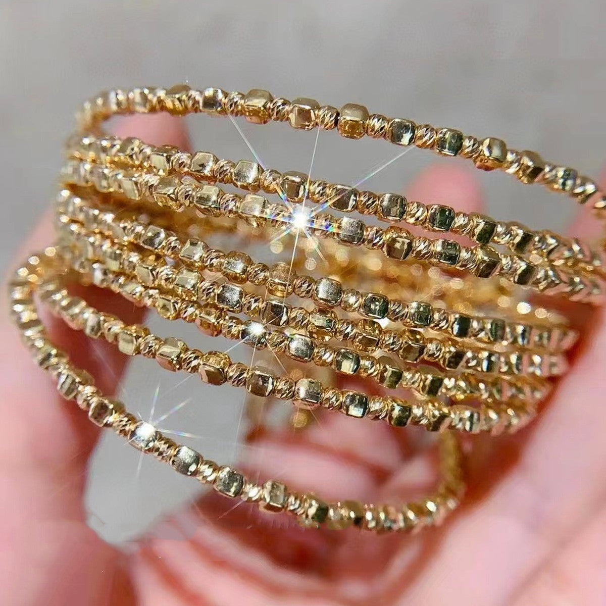 T015 18K Gold Cube Sugar Bracelet Laser