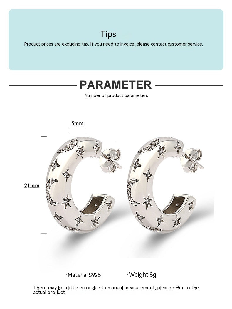 Entry Lux Personality Sterling Silver Broken Zirconium Special-interest Design Ear Studs Earrings