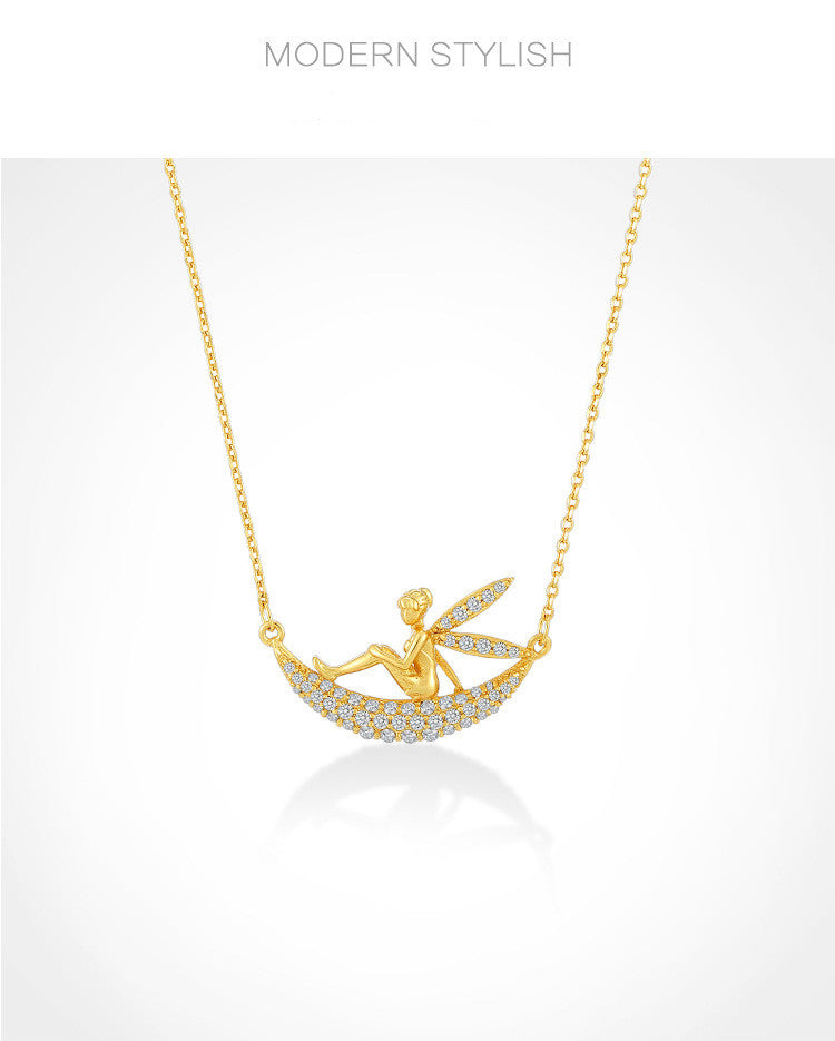 Simple 24k gold plated angel necklace