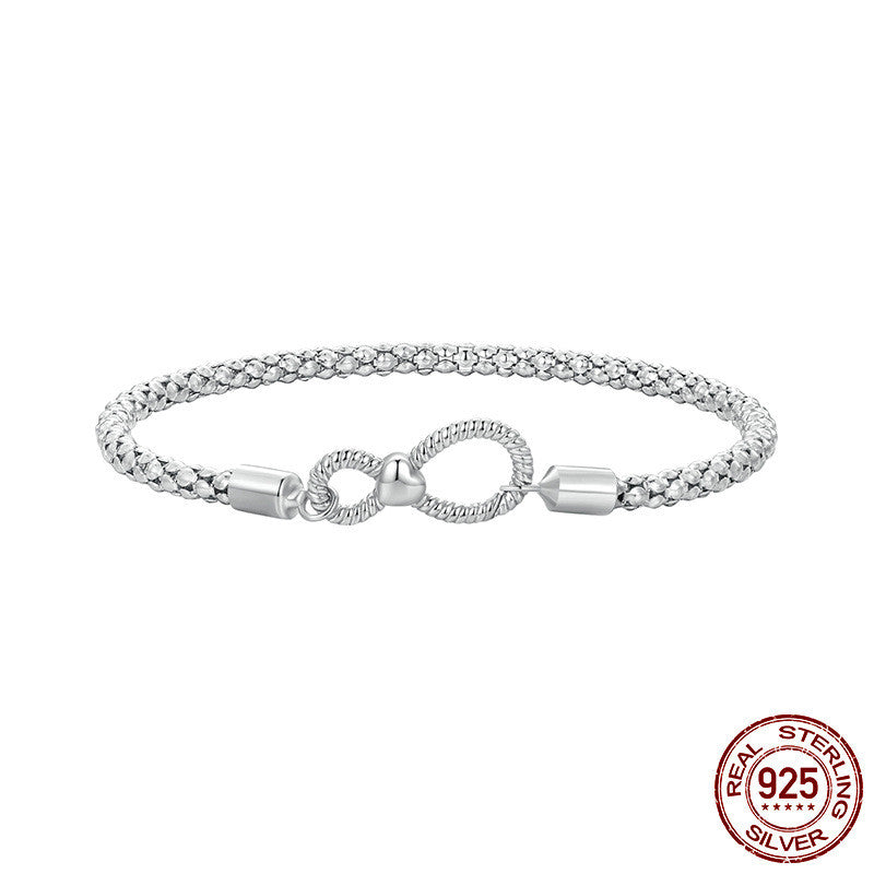 S925 Sterling Silver Minimalist Infinite Loop Jewelry Women's Bracelet SCB260