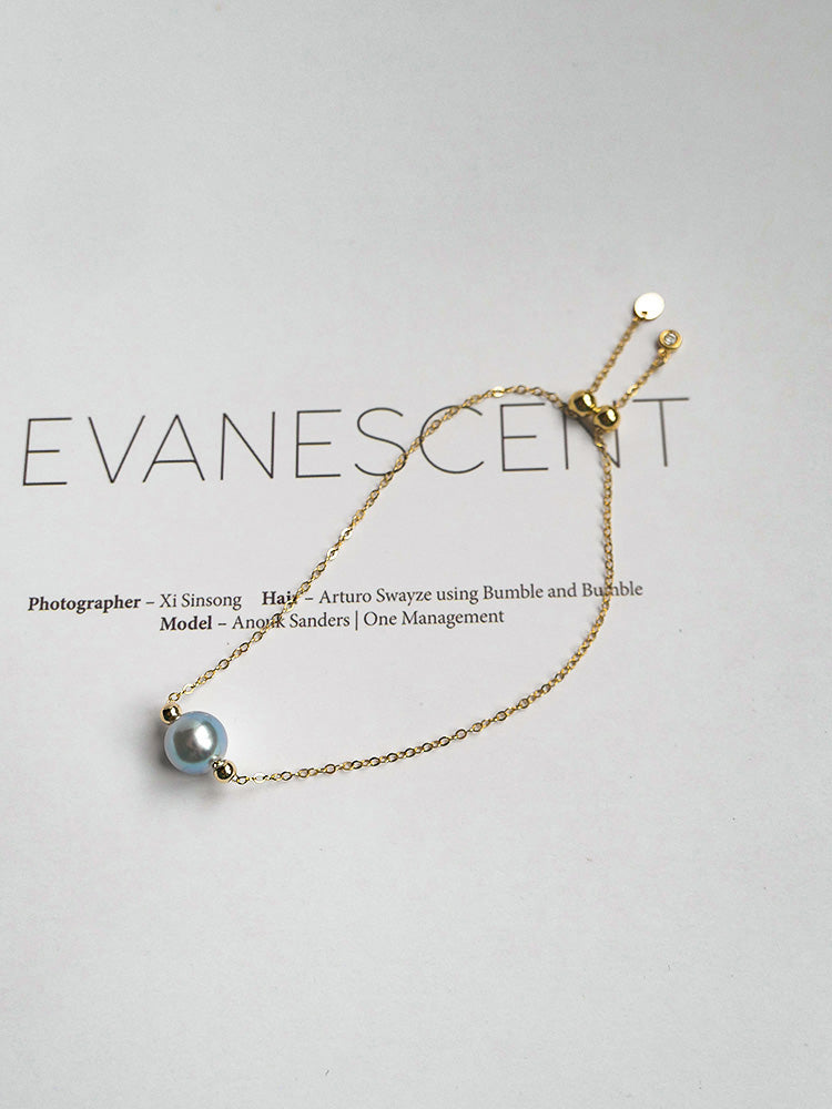 Seawater Pearl Really Hemp Single 14K Gold Bracelet Blue grey