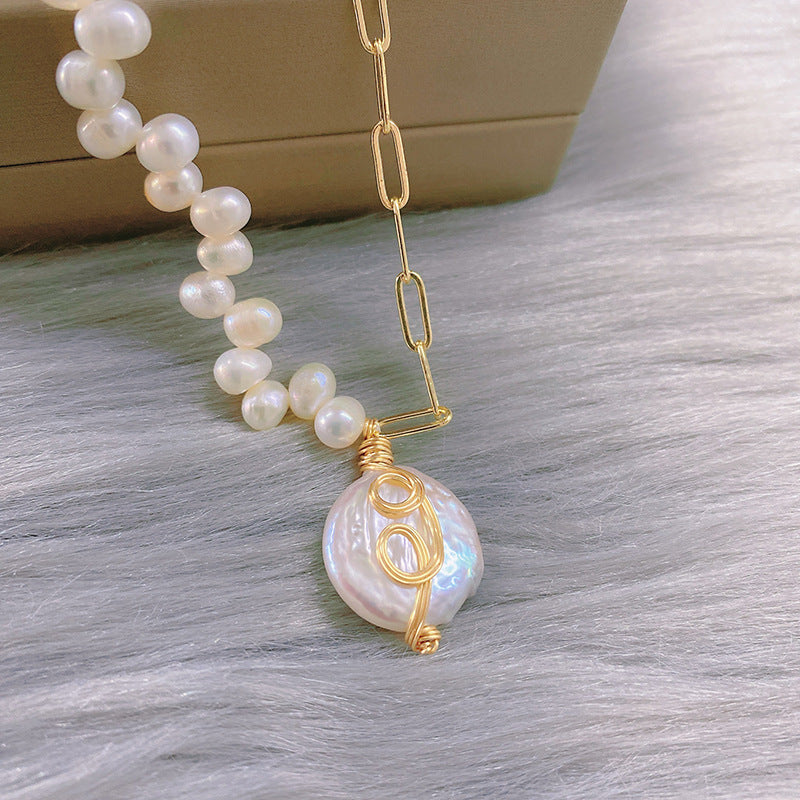 Freshwater Pearl Xiangyun Clavicle Chain 14K Gold
