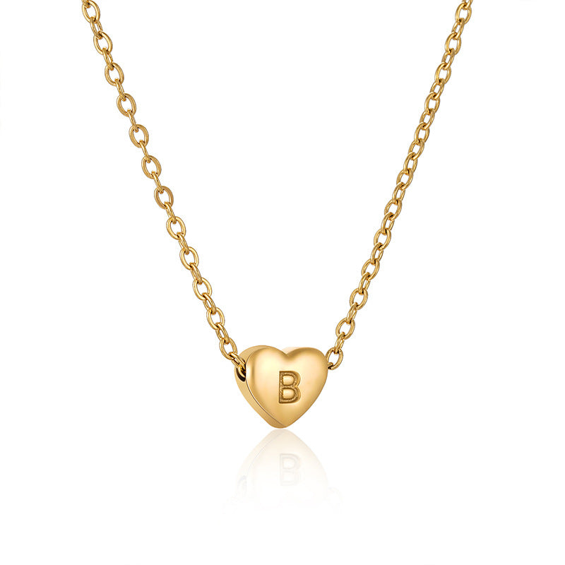 Ins Style Love Letter Necklace Women Stainless Steel Heart-shaped Niche Clavicle Chain Fashion Necklace B