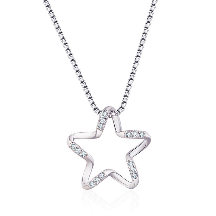 Pentagram Zircon XINGX Necklace Female Clavicle Chain Platinum