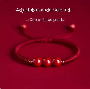 Red Hand Rope With Vermilion Sand Bracelet, Dragon Year, Primordial Year, Red Hand Rope Emperor Sand Joyful Red Three bead style adjustable