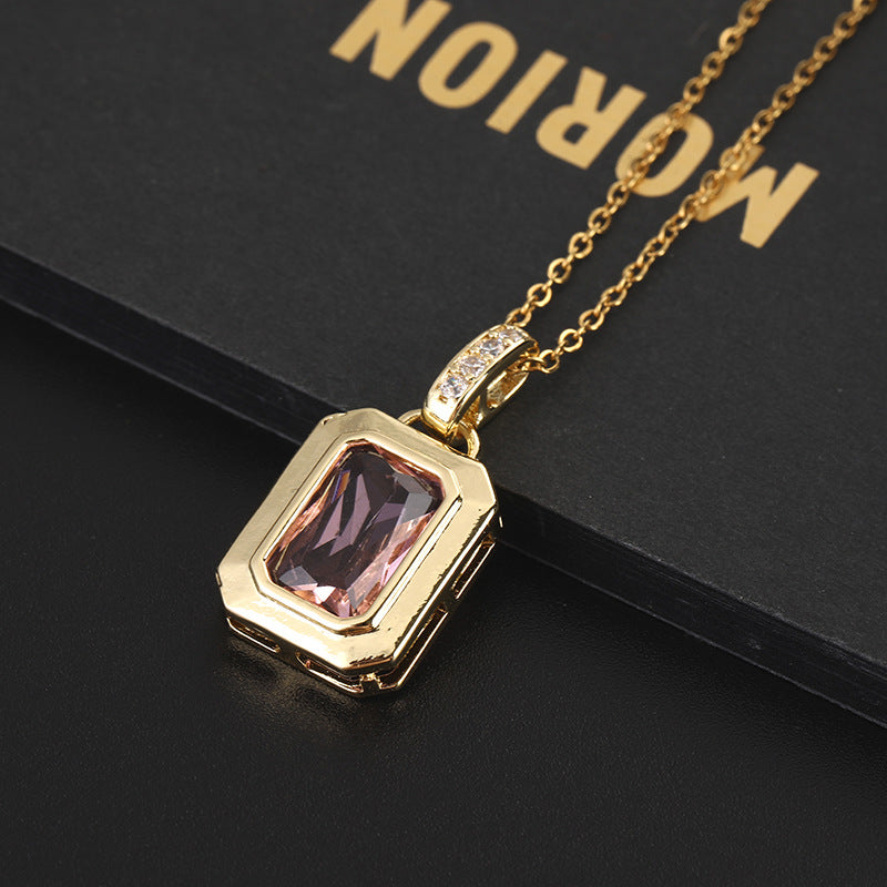RETRO Geometric Color Zircon Necklace StyleB