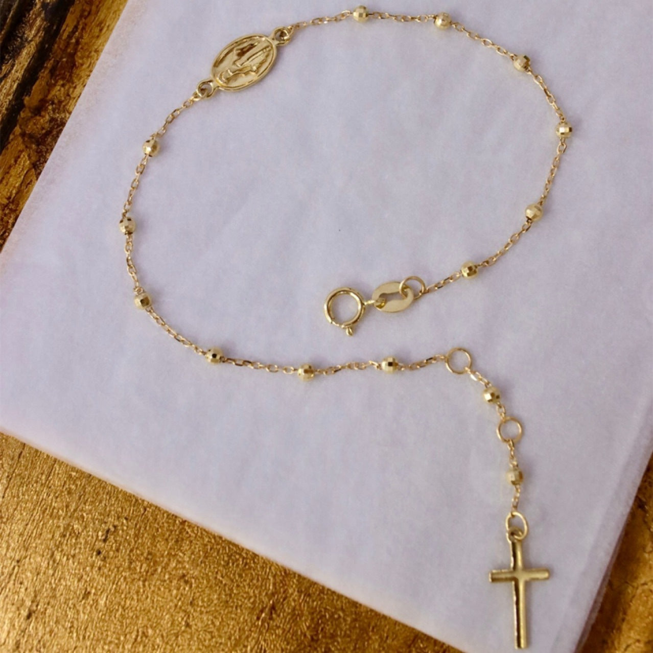 Vintage Cross 18K Gold Necklace Bracelet Gold