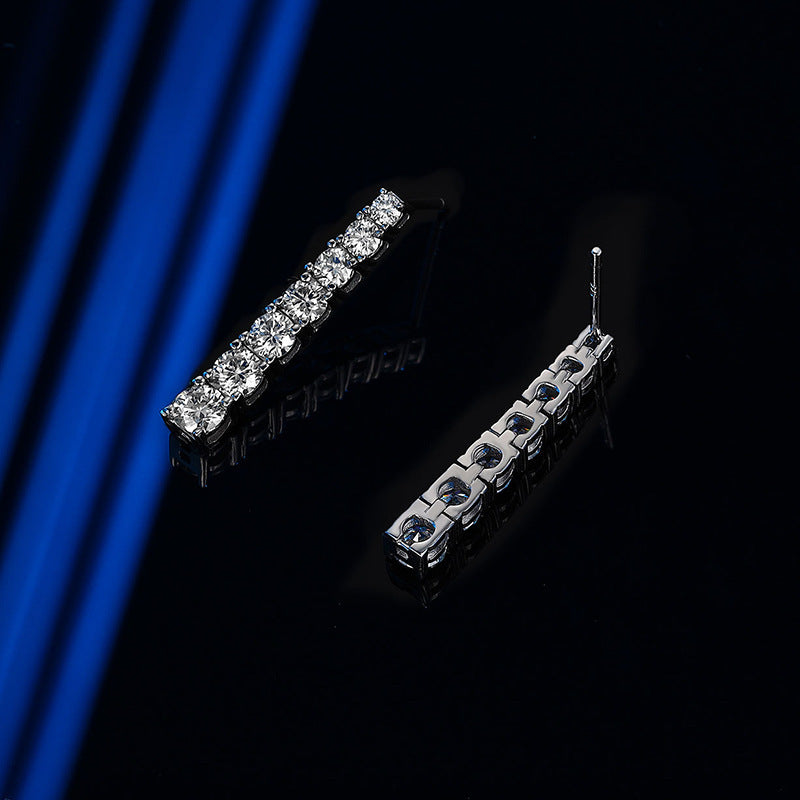 Moissanite Long Tassel Women's Elegant High-grade Light Luxury Earrings Niche Design Sweet