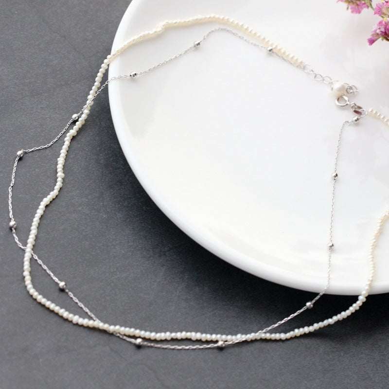 Fashion Lady With Natural Small Pearl Gold-plated Necklace