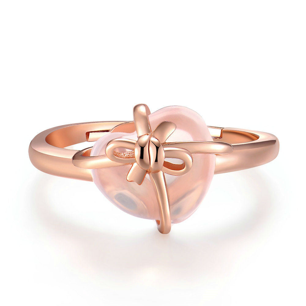 Natural pink crystal rose gold ring Pink crystal