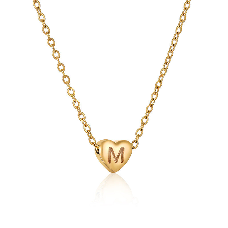 Ins Style Love Letter Necklace Women Stainless Steel Heart-shaped Niche Clavicle Chain Fashion Necklace M