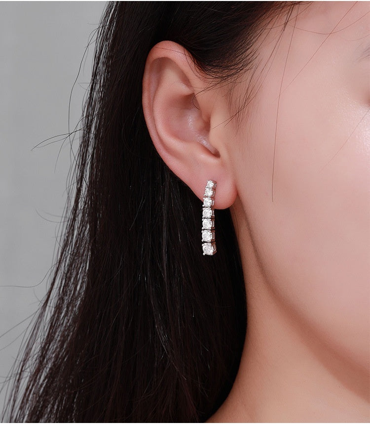 Moissanite Long Tassel Women's Elegant High-grade Light Luxury Earrings Niche Design Sweet