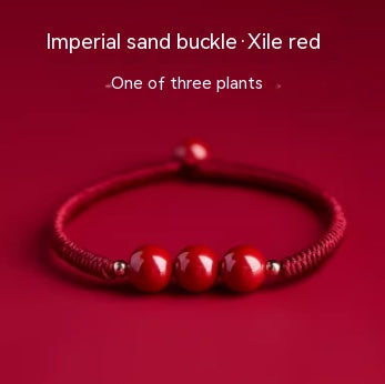 Red Hand Rope With Vermilion Sand Bracelet, Dragon Year, Primordial Year, Red Hand Rope Emperor Sand Joyful Red Three bead style