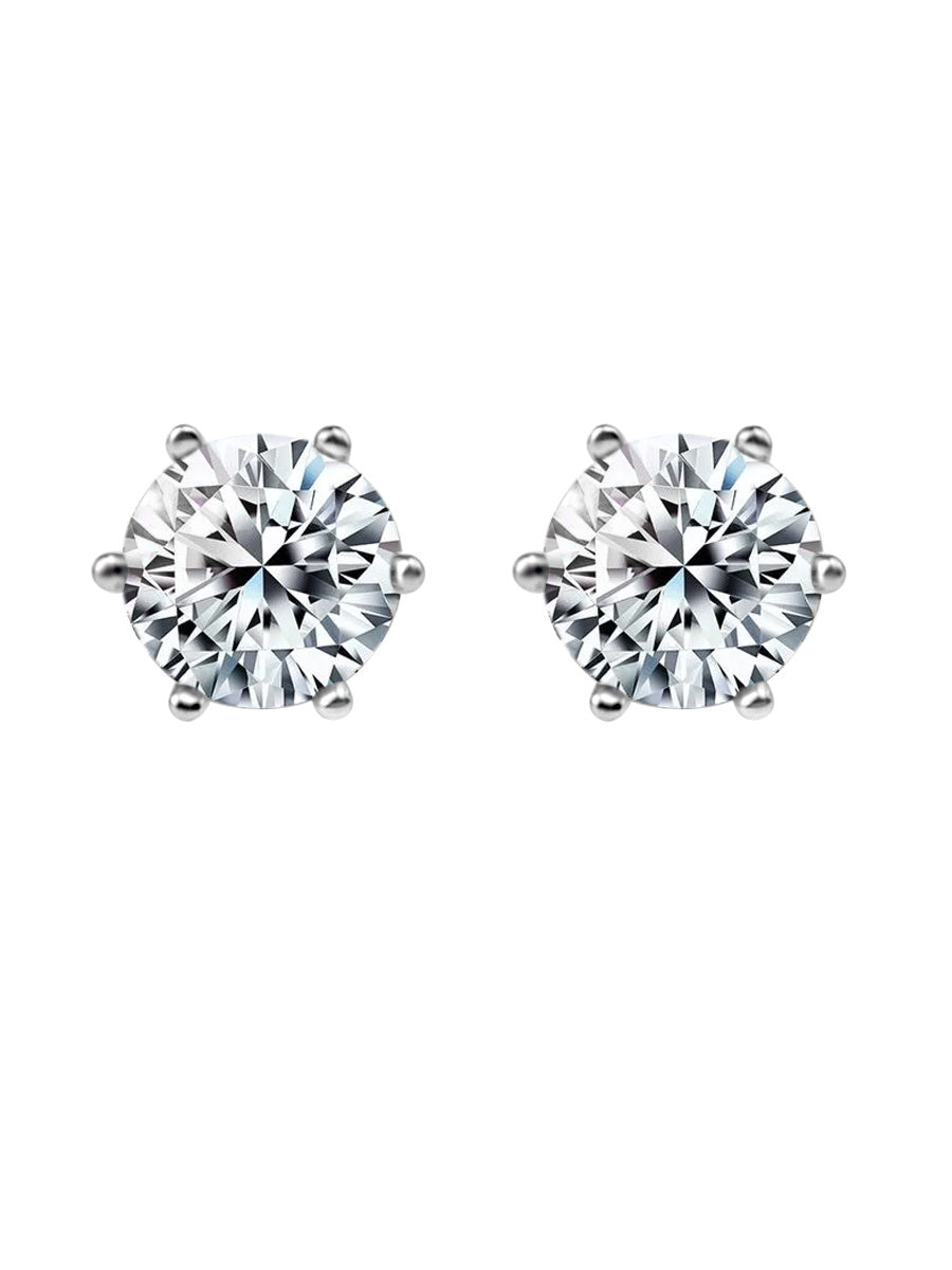 Sterling Silver Zircon Stud Earrings Men And Women Hip Hop Trend