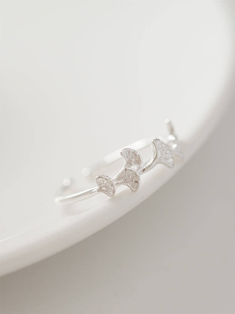 Ginkgo Leaf Design Sense Ring Female S925