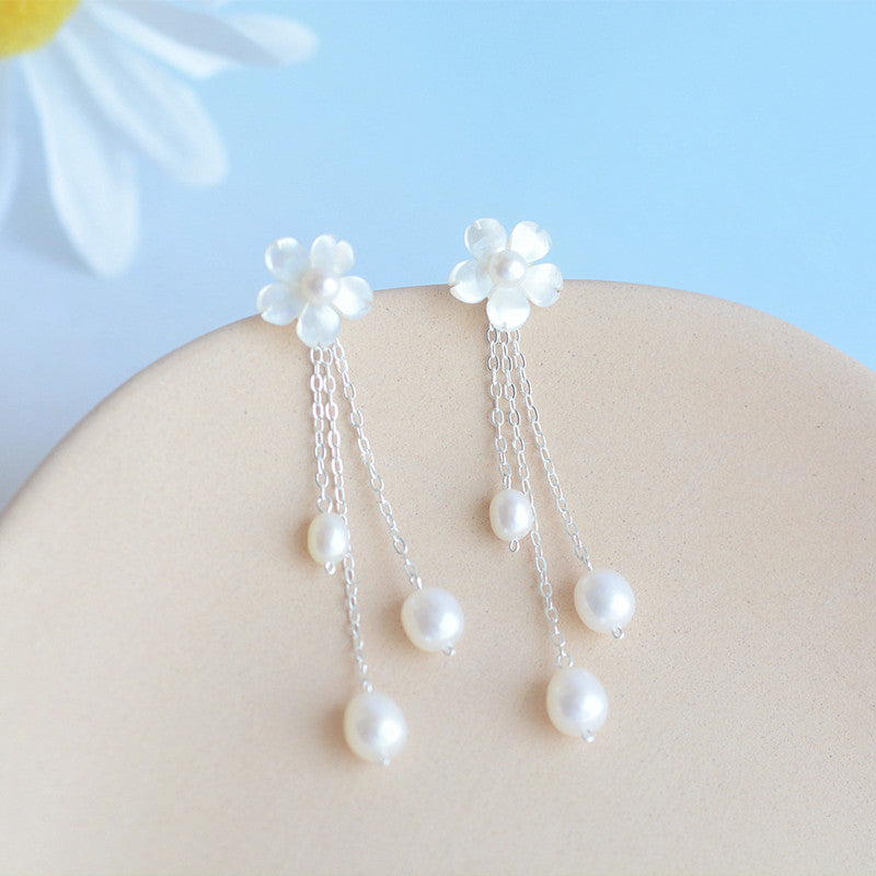 Fresh Elegant White Lip Bells Of Ireland Earrings