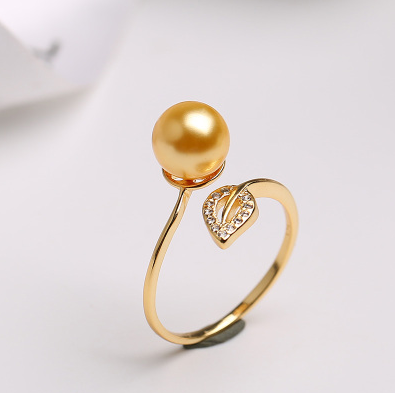 Pearl Ring women's single opening adjustable ring Gold Gold