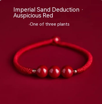 Red Hand Rope With Vermilion Sand Bracelet, Dragon Year, Primordial Year, Red Hand Rope Emperor Shaji Xianghong Three bead style