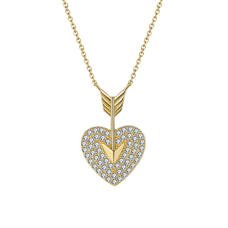 Sterling Silver Diamond Necklace Heart Shaped Net Red Gold