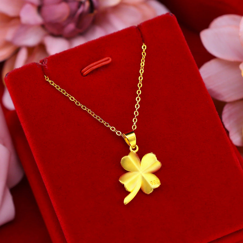 Gold Pendant Simple Grass Necklace
