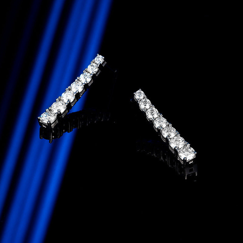 Moissanite Long Tassel Women's Elegant High-grade Light Luxury Earrings Niche Design Sweet