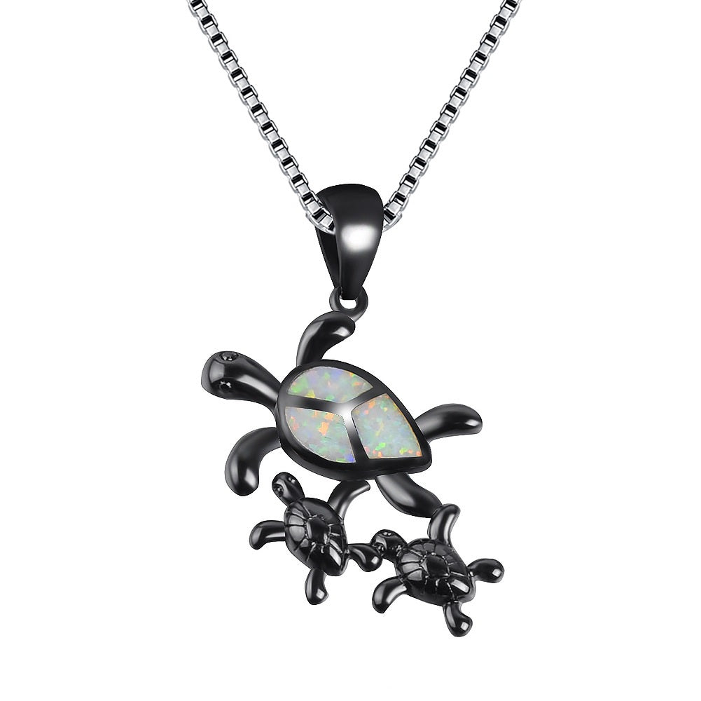 European And American Style Jewelry Necklace Opal Pendant Black Gold White
