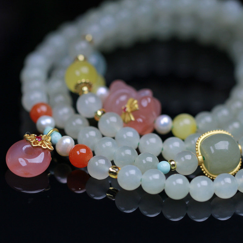Hetian Jade With Peace Buckle Women's Bracelet