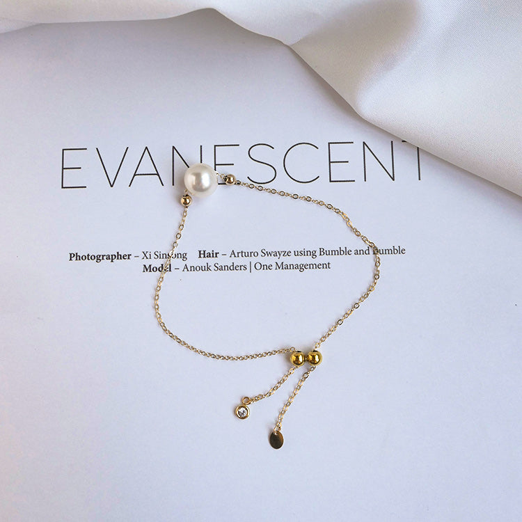 Seawater Pearl Really Hemp Single 14K Gold Bracelet White