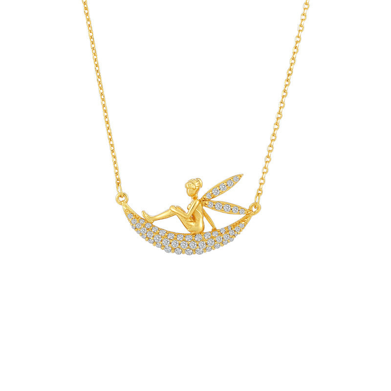 Simple 24k gold plated angel necklace 24K gold