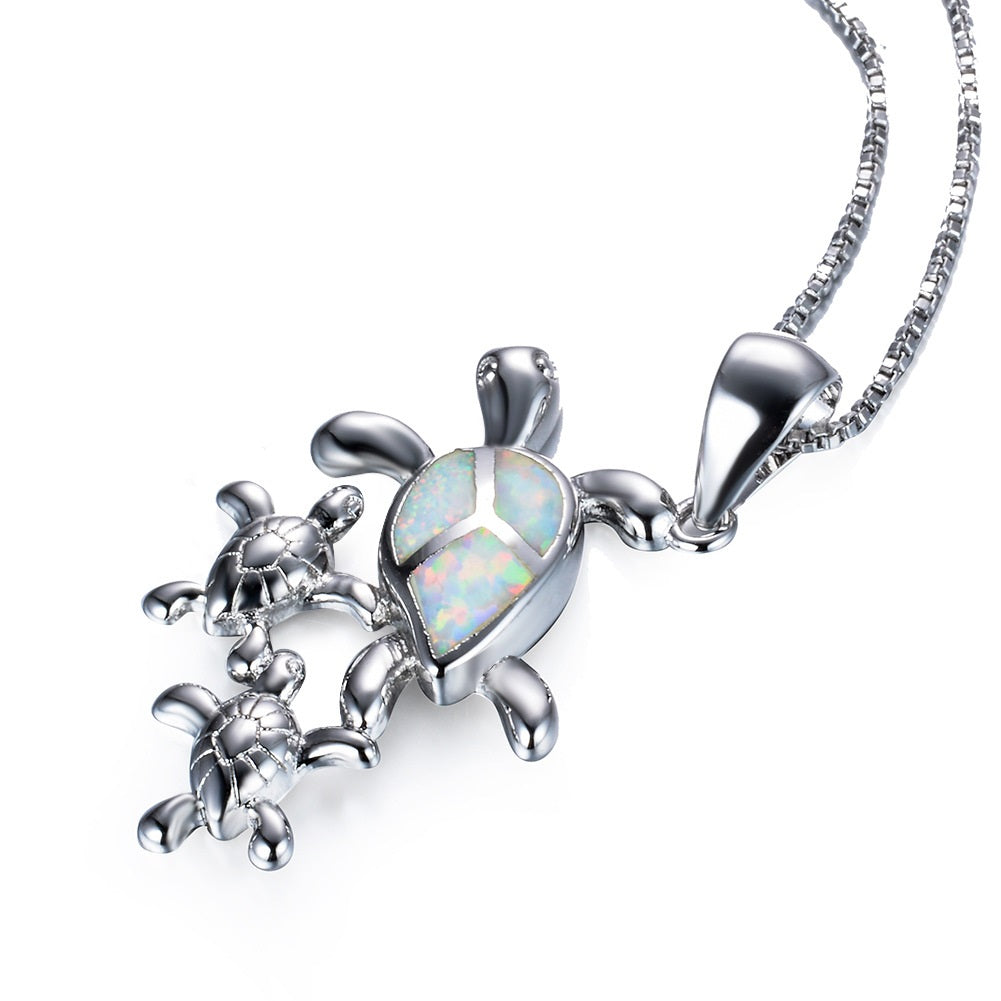 European And American Style Jewelry Necklace Opal Pendant Platinum White Opal