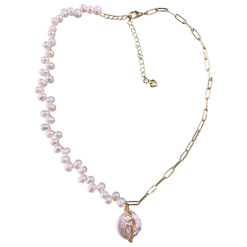 Freshwater Pearl Xiangyun Clavicle Chain 14K Gold Gold