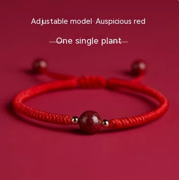 Red Hand Rope With Vermilion Sand Bracelet, Dragon Year, Primordial Year, Red Hand Rope Crystal Sand Auspicious Red Single plant non adjustable