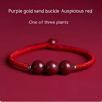 Red Hand Rope With Vermilion Sand Bracelet, Dragon Year, Primordial Year, Red Hand Rope PurpleGoldAuspiciousRed Three bead style