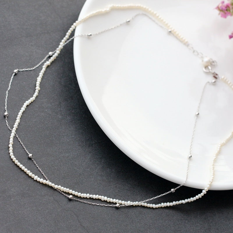 Fashion Lady With Natural Small Pearl Gold-plated Necklace