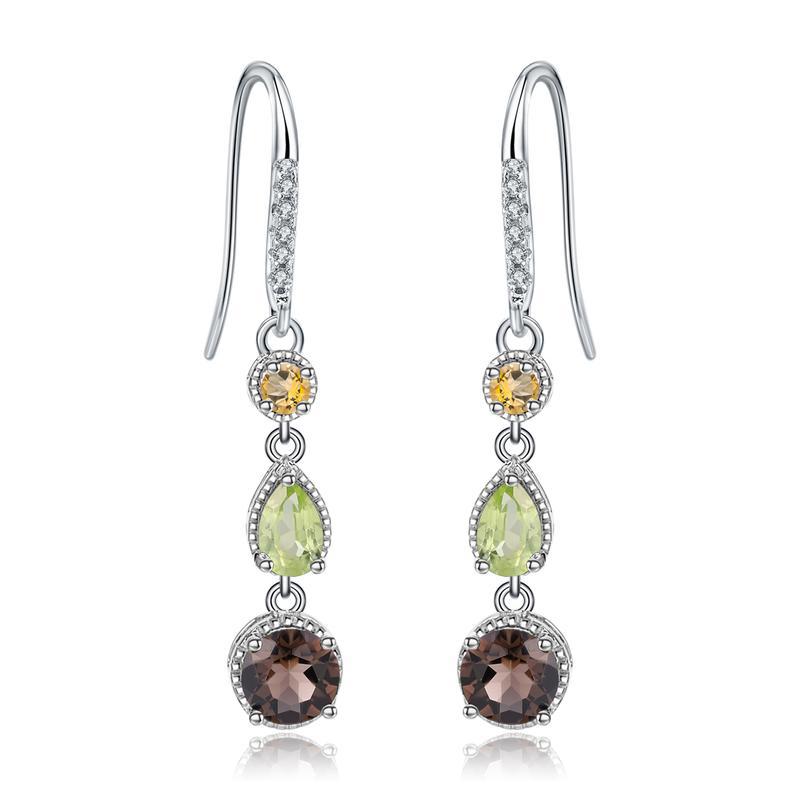 Fashionable Elegant Natural Gemstone Earrings S925 Silver