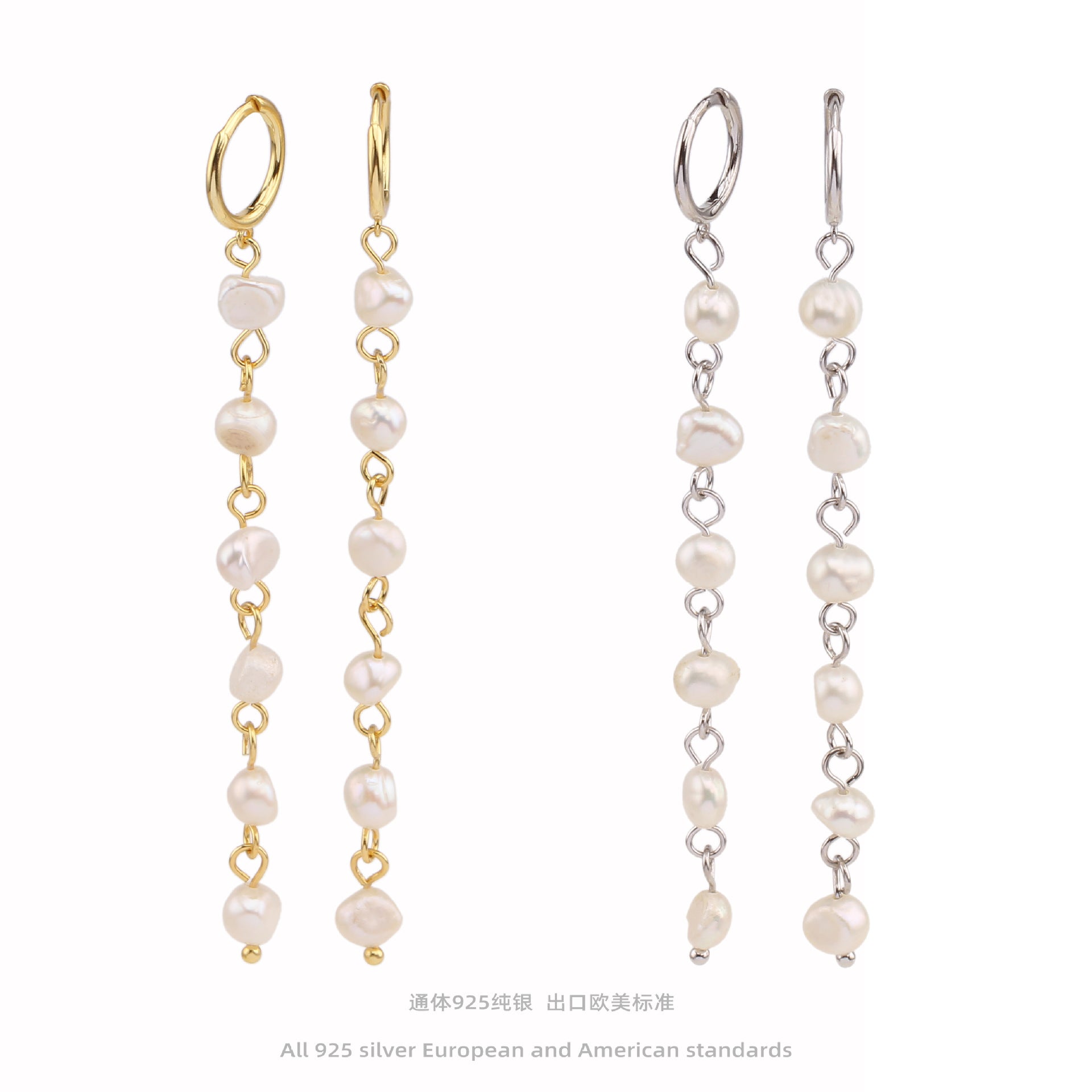 Women's Long Pearl Ear Clip Earrings
