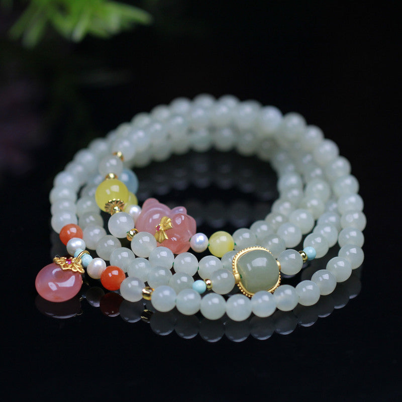 Hetian Jade With Peace Buckle Women's Bracelet